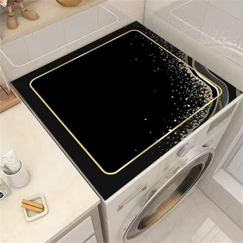 Odot Tappetino Antiscivolo Lavatrice, Nero Marmo Motivo Tappeto Assorbente Superiore per Lavatrice, Tappeto Assorbente Asciugatura Rapida in Diatomee (Nero,60x60cm)