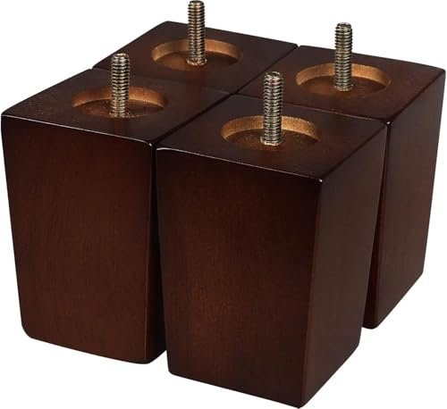 Couchbeine für Möbel, 4 Stück, 10,2 cm, Holz, Mitte des Jahrhunderts, braun, quadratische Beine, Ersatz für Stuhl, Sofa, Sessel, Bett, Kommode, Ottomane, Sofas, Liegestuhl, Schrank, Couchtisch