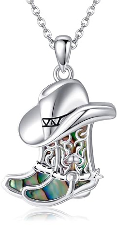 JERWLI Cowgirl Boot Halskette S925 Sterling Silber Cowgirl Stiefel Anhänger Küste Cowgirl Halsketten Küste Cowgirl Schmuck Geschenke für Frauen Weiblich