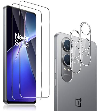 QULLOO [2+ 2 Piezas Protector de Pantalla para Oneplus Nord CE 4 Lite + Protector de Lente de cámara, 9H Dureza Vidrio Templado Sin Burbujas Film Cristal Templado para Oneplus CE4 Lite