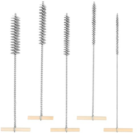 DMJJSD® 5Stück Bohrlochbürste Set 8mm/12mm/16mm/20mm/25mm Rund Lochbürste Reinigungsbürste Edelstahl Pfeifenreiniger Bürste Set Drahtbürste für Schlagbohrmaschinen,Effiziente Bohrlochreinigung