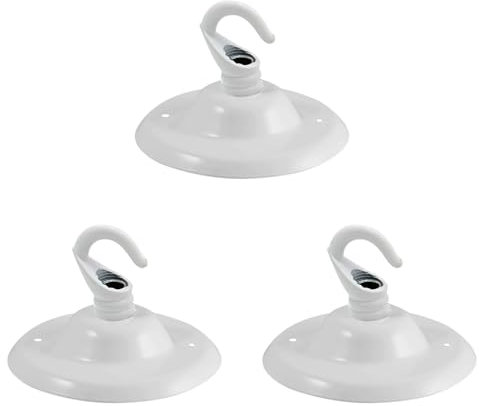 LEDSone 3 Pack Ceiling Rose Hook Plate Metal White 75mm Chandelier Light Fitting with Pre-Drilled Holes Cover Plate with Accessories for Pendant Lights Hanging Lamps Planters