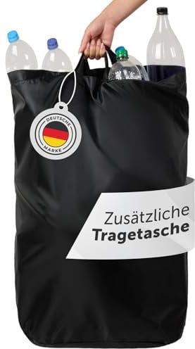 Blumtal Pflandflaschen Sammelbehälter 100L - Pfandflaschen Tasche für Bambus Pfandflaschen Organizer - Pfandflaschen Behälter - Leergut Sammelbehälter mit Loch- Pfandflaschen Sammelbehälter Schwarz