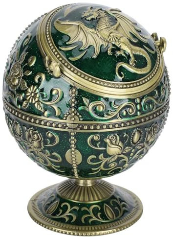 Vintage Aschenbecher mit Deckel, winddicht, Bronze, Globus, Fliege, Drache, Form, Zigarren-Aschenbecher für Zuhause, Büro, Reißen, Basteln, Dekoration, Ornament