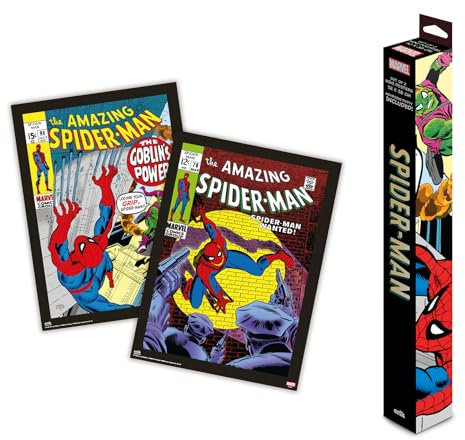 Grupo Erik Poster Marvel Spiderman Set 2 Stück Kunstdruck - Deko Wohnzimmer oder Deko Schlafzimmer - Deko Zimmer - Größe 38 x 52 cm - Offizielle Marvel Lizenz