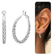 LOLIAS Creolen Silber 925 für Damen Twisted Ohrringe Silber 925 Groß Hypoallergene Leichtgewicht Ohrringe Silber 925 Creolen für Damen 30/40/50 MM