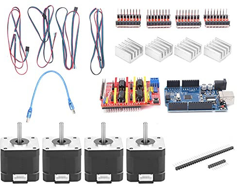 3D-Drucker-CNC-Controller-Kit, für R3 Kit 4401 A4988 Schrittmotortreiber-Set DC12 Bis 36 V CNC Shield 3.0 3D-Druckerzubehör, Kompatibel mit GRBL 0.8c Unterstützt 4 Achsen