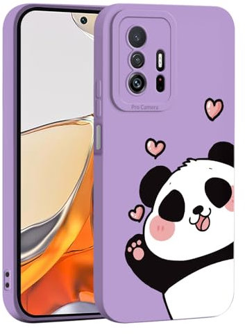 ILING Liquido Silicone Cover per Xiaomi 11T Pro 5G / Xiaomi 11T 5G, Elegante Floreale e Simpatico Animato Motivo Ragazze Custodia, Ultrasottile Morbido TPU Bumper Antiurto Matte Case (Porpora Q13)
