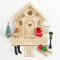 BOFUNX Wichteltür Zubehör Weihnachten Set Holz Wichtel Tür Deko Miniatur Weihnachtswichtel Tür mit Miniatur Weihnachtsbaum Straßenlaterne Wichtel Fußabdrücke Leiter Schlitten für Kinder Geschenk