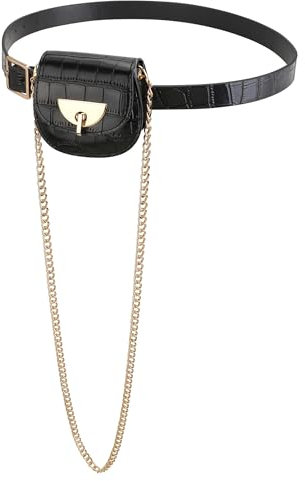 CHIC DIARY Taillengürtel mit Kleiner Tasche Mini Hüfttasche Damen Mode Bauchtasche Gürteltasche Gürtel mit Kette