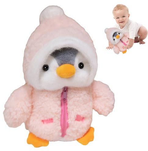 LILELIG 25cm Pinguin Kuscheltier, Rosa Kuscheltier Pinguin, Pinguin Stofftier Plüschtier, Plüsch Pinguin mit Hut, Pinguin Plüschtier Geschenk für Mädchen und Jungen,Geburtstagsgeschenk