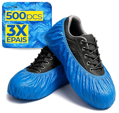 Copriscarpe - 500 pezzi Copriscarpe Monouso, 3x Spessi, Riutilizzabili, Impermeabili e Resistenti, Perfetti per Passeggiate con il Cane e Giorni di Pioggia (500 pezzi - 250 paia)