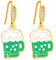 JunyiDIY Boucles d'oreilles amusantes chope de bière pleine pour femme, bijoux porte-bonheur trèfle à quatre feuilles vert vif pour la Saint-Patrick et l'été YA5718