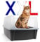 Iris Ohyama, Extra Large Cat Litter Tray, XL Litter Box, Grey, High Sided Tray, Removable Sides, Leak-proof, Easy Cleaning, For Large Adult Cat, Two Animals, Maine Coon, BPA Free - CLH-XL