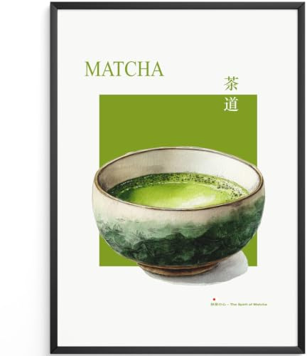 MJ-GRAPHICS® Matcha Tee Poster Zen Wandbild Gruen A4 ohne Rahmen