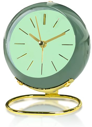 Sporgo Wecker Analog Ohne Ticken: Uhren Wecker Retro Analogwecker mit 1 Nachtlicht Tischuhr Vintage Geräuschlos, Tischuhr Analog Uhr zum Hinstellen Batteriebetrieben, für Büro, Reisen, Wohnzimmer