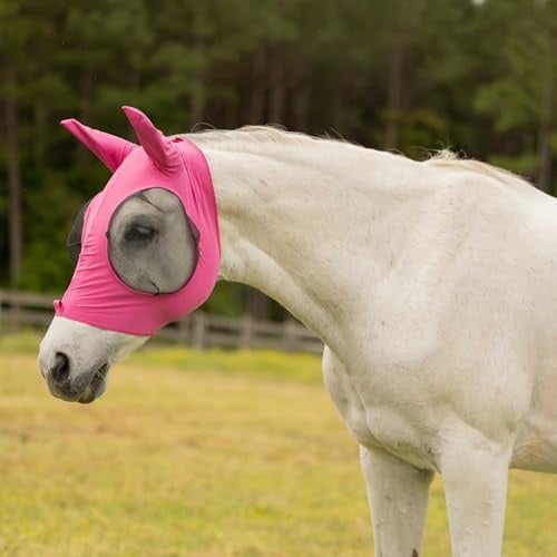 Equinavia Bug Out Masque anti-mouches contre les mouches, les insectes, les rayons UV – Flambe rose – Cheval
