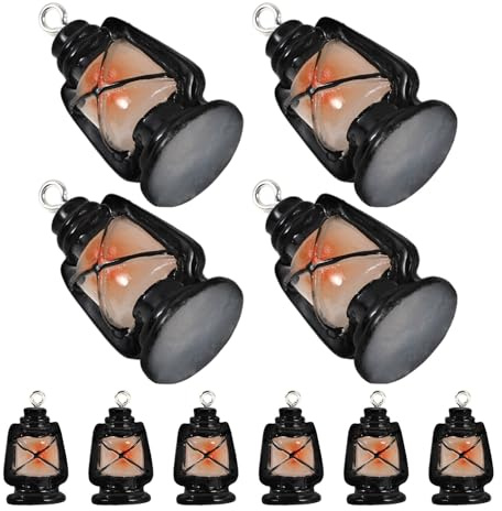 Anneome 10 Stück Teiliges Vintage Öl lampen Anhänger aus Resin Öl lampen Charms für Schmuckherstellung und DIY Dekorative Schlüsselanhänger und Bastelzubehör