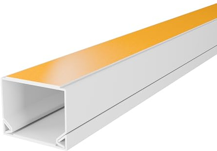 DQ-PP KABELKANAL – PVC – Selbstklebend – Größe: 12x12mm – Länge: 2m – Farbe: Weiß – Kabelbox für LAN Kabel Internetkabel Kabelmanagement
