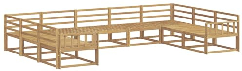 vidaXL Outdoor-Sofagarnitur 9 pcs Weiß 404 x 247,5 x 73 cm, Zeitgemäße Gartenmöbel, modernes Sofa-Set, gemütliche Lounge für den Pool, Sitzgruppe für den Garten