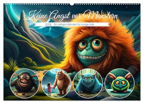 Keine Angst vor Monstern (Wandkalender 2026 DIN A2 quer), CALVENDO Monatskalender: Lustige Monster fürs Kinderzimmer (CALVENDO Spass)
