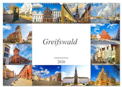 Greifswald Impressionen (Wandkalender 2026 DIN A2 quer), CALVENDO Monatskalender: Zwölf einmalig schöne Bilder der Stadt Greifswald (CALVENDO Orte)