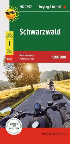 Black Forest (Schwarzwald), Motorcycle map 1:200.000: Toureninfos, GPX Tracks, wasserfest und reißfest