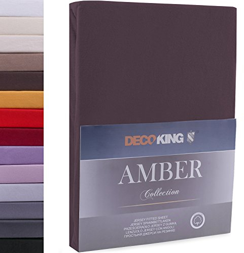 DecoKing Spannbettlaken 180x200 200x200 cm 100% gekämmte Baumwolle Braun Spannbetttücher Jersey Boxspringbett Amber 180 x 200 200 x 200