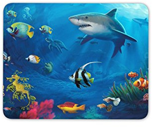 Underwater World Mouse Pad Mat - Shark Fish Diving Coral Computer PC #8080
