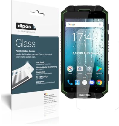 dipos 2x Displayschutzfolie 9H klar für Oukitel K10000 Max | Bricht und splittert nicht, kein Echtglas, Anti-Shock, passt perfekt, kratzfest, blasenfrei, hüllenfreundlich, selbstklebend