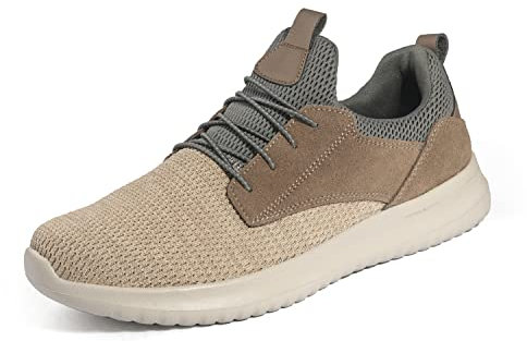 Bruno Marc Men's Slip On Summer Trainers Lightweight Sneakers Casual Stand on Air Walking Shoes, Lace Up Breathable Shoes,Size 11,Khaki,Walk_Work_01