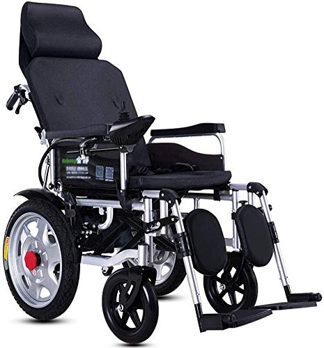 WJHCDDA Rollstühle, robustes elektrisches Rad mit Kopfstütze, faltbarer und leichter Rollstuhl, Sitzbreite 45 cm, verstellbare Rückenlehne und Pedalwinkel, 360°-Joystick, Tragkraft 150 K
