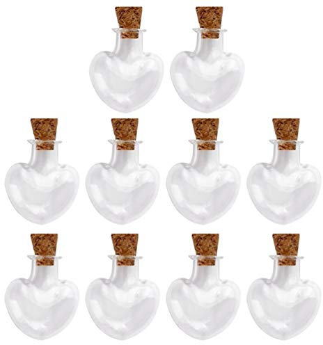 BESPORTBLE 10pcs Wishing Bottle Decorative Glass Bottles Mini Glass Bottles with Cork Stoppers Small Containers Heart Shape Wish Bottle Miniature Little Bottle High Borosilicate Glass