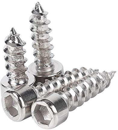 KINDOYO 200 Stück M2 Sechskant Innensech Skantschrauben - 304 Edelstahl-Innensechskantschraube Gewinde Maschinen Schrauben Hardware Befestigungselemente Sechskantschrauben, M2*4/200 Stück