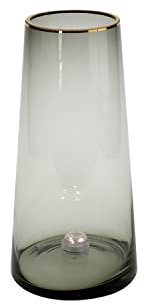 Werner Voss Blumenvase aus Glas, grau mit Goldrand, H 28,5 cm, Tischvase, Glasvase