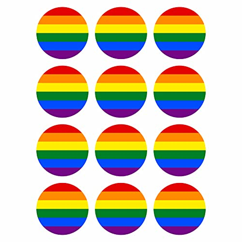 12 Stück Aufkleber Regenbogen Gay Flagge Rund 4 cm | Schwul Lesbisch LGBTQ | wetterfest & UV Schutz | Set