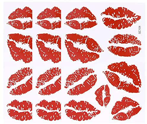 Healifty 6pcs Red Lip Stickers Kiss Stickers Decals Temporary Tattoo Stickers Waterproof Tattoo Decorative Stickers for Neck Leg Face Chest Water Bottle