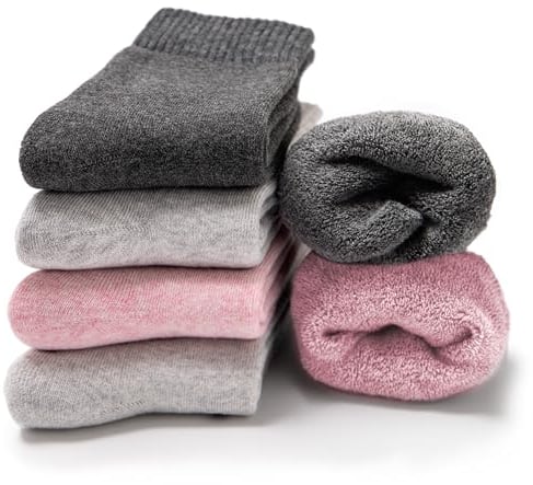 Occulto calzini termiche donna pacco da 6 (modello: Smilla), calze invernali di cotone Rosa Grigio 39-42
