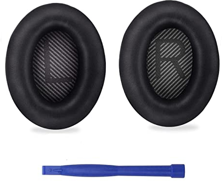 Ersatz-Ohrpolster für Kopfhörer Bose QuietComfort 35 (QC35) QC25 QC15und Quiet Comfort 35 II (QC35 II) Over-Ear-Kopfhörer, weiches Leder, Geräuschisolierungsschaum (schwarz)
