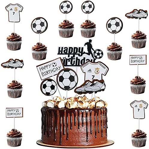 12 Stück Tortendeko Fußball Kuchendeko Geburtstag Tortentopper Caketopper Fußballtopper Kuchenstecker Geburtstag Caketopper für Geburtstag Mann Jungen Torten Deko Partydekoratione