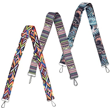 Taschengurt 3 Stück Einstellbar Breit Schulterriemen für Taschen Boho-Stil Ersatz Trageriemen mit Karabiner Tragegurt Schultergurt Umhängegurt Taschenhenkel für DIY Taschen Handtaschen 75-145cm