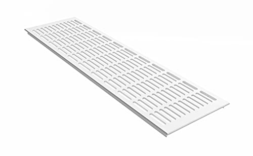MS Beschläge Abluft- Zuluftgitter Weiß RAL9016 Aluminium Lüftungsgitter 150mm breit Stegblech Heizungsabdeckung Verkehrsweiß Lüftungsblech pulverbeschichtet (Länge 2000mm)