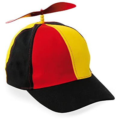 MIMIKRY Basecap mit Propeller Schwarz/Rot/Gold Kappe Fan Artikel Deutschland Gr. 55-60 Hubschrauber Helikopter Mütze