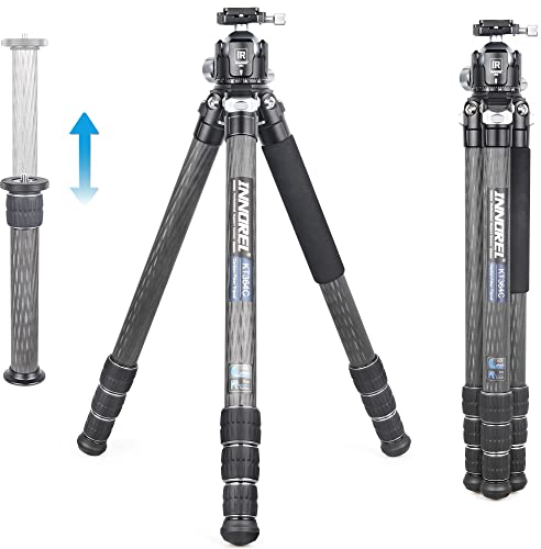 INNOREL 10-Layer Carbon Fiber Compact Tripod KT364C Professional 36mm Tube Heavy Duty Camera Stand for Digital DSLR Video Camcorder with 52mm Low Profile Panoramic Ballhead Center Column Load 30kg