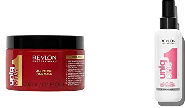 UniqOne Mask, 300 ml, reparierende Haarkur & UniqOne Hair Treatment Lotus Flower, 150 ml, Sprühkur für mehr Volumen, Geschmeidigkeit & bessere Kämmbarkeit, Haarpflege ohne Ausspülen