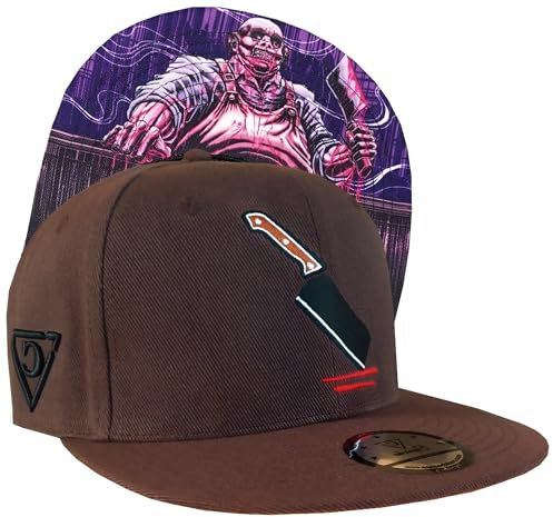 Capiche [99+ Designs] Brauner Snapback Hut für Männer, The Butcher, Basecap Herren Snapback, Mens Baseball Cap, Unisex Cap Herren, Tattoo Cap, Horror Stil Kunstwerk, Schlachtung