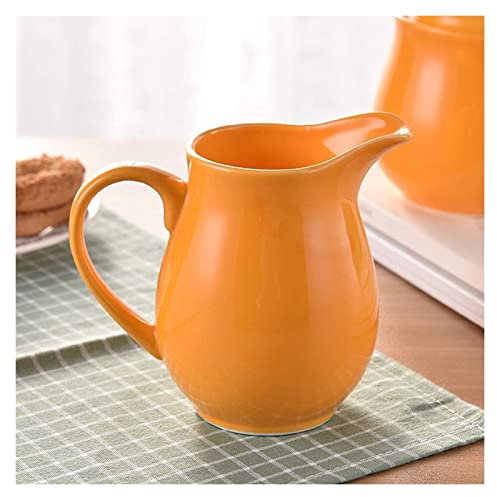 Coffee Pot Serving Pitcher Handmade 350ml Ceramic Creamer, Milk Jug, Pourer, Pitcher Jug, Pottery Housewarming Gift For Tea Coffee Lovers (Color : Orange)