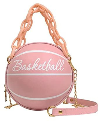 PAIDAXING Sac à main isotherme pour femme - Sac à bandoulière en forme de ballon de basket - Sac à main rond - Lingettes, rose, Taille unique