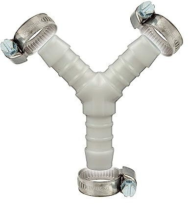 tecuro Schlauchverbinder Y Stück allseitig Ø 9 mm, mit Edelstahlschlauchschellen - Nylon weiß