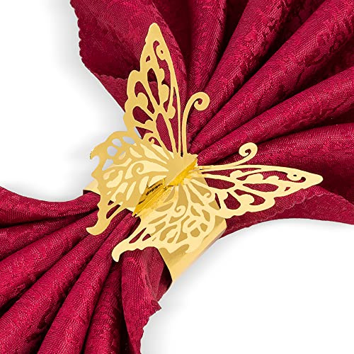 100 Stück Serviettenringe, lasergeschnitten, Schmetterlingsform, Folienpapier, Serviettenhalter für Hochzeiten, Partys, Servietten, Tischdekoration, Restaurant (Schmetterling Gold)